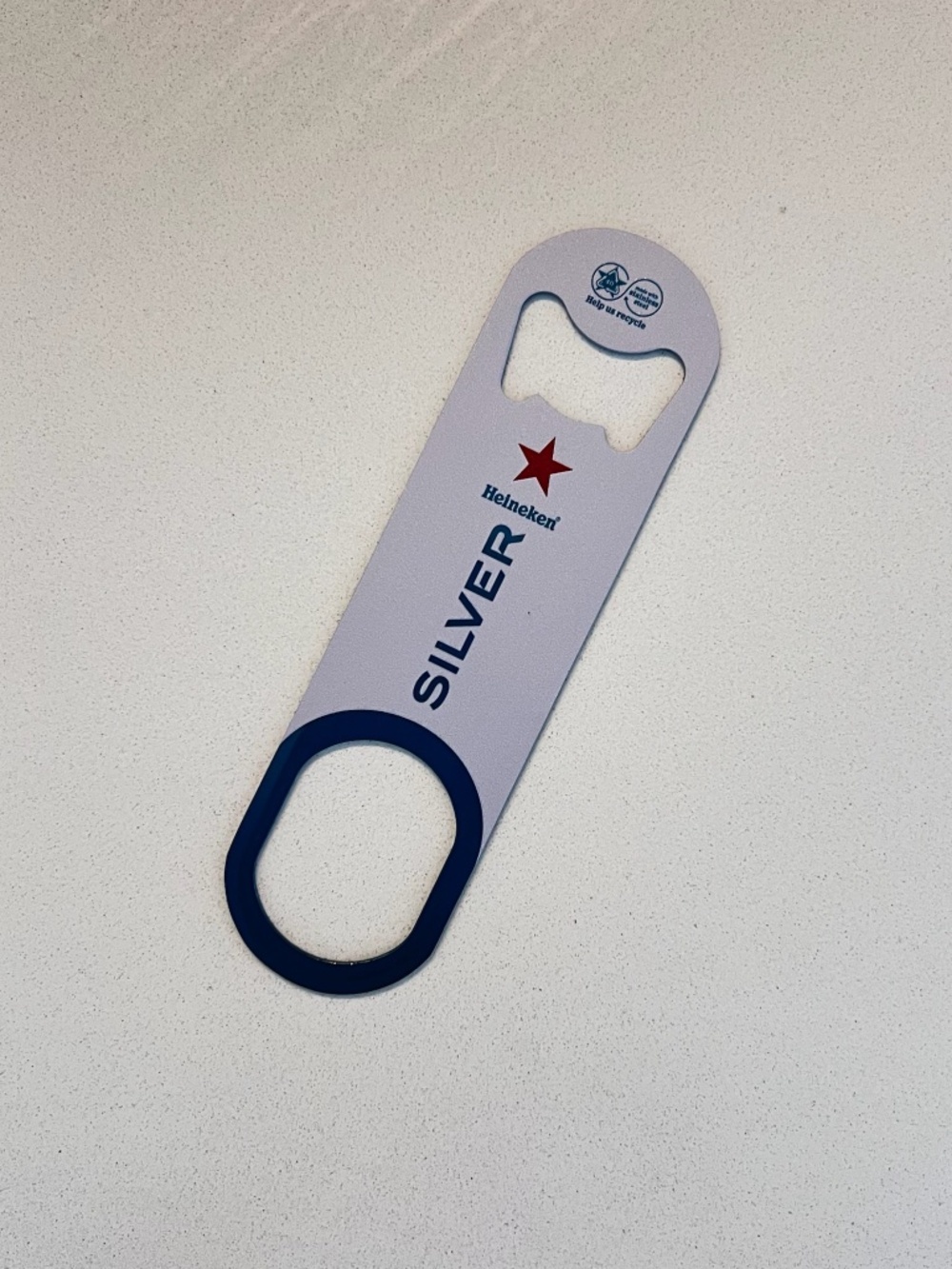 NEW Bottle Opener Beverage Bar Heineken Silver Green logo 5.5in*1.6in